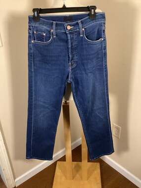 MOTHER The Dazzler Mid-Rise Straight Leg Jeans in Dark Wash Size 28